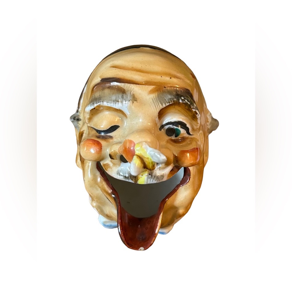 Vintage 1940s Japan Old Man Hobo Head Clown Cigarette Cigar Ashtray Holder IL101